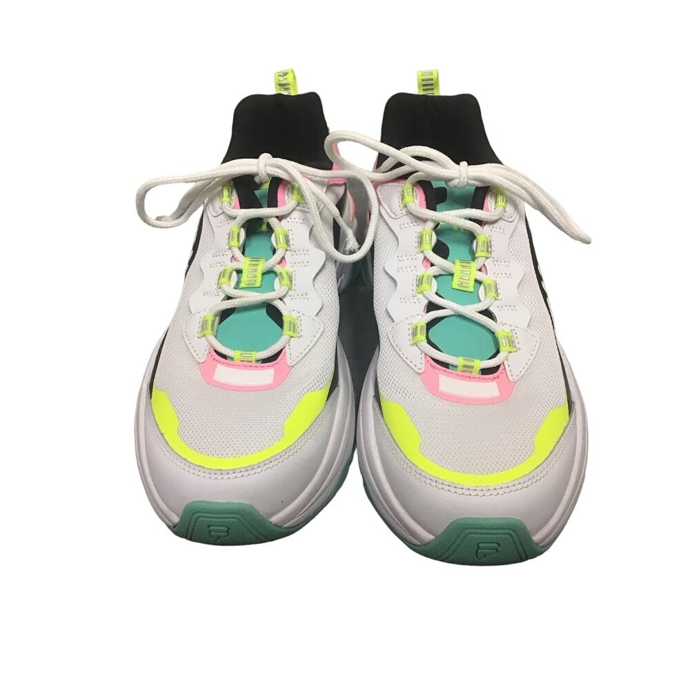 Fila White and Neon Tennis Shoes Women's Size 10‎